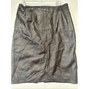 Vintage ALMA Leather Skirt Chocolate Brown Buttery Soft Genuine Leather Pencil S